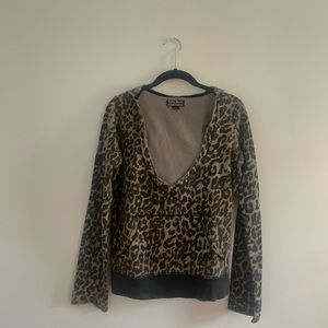 Lucky Brand Leopard Hoodie Sweatshirt